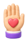 3D hand heart icon